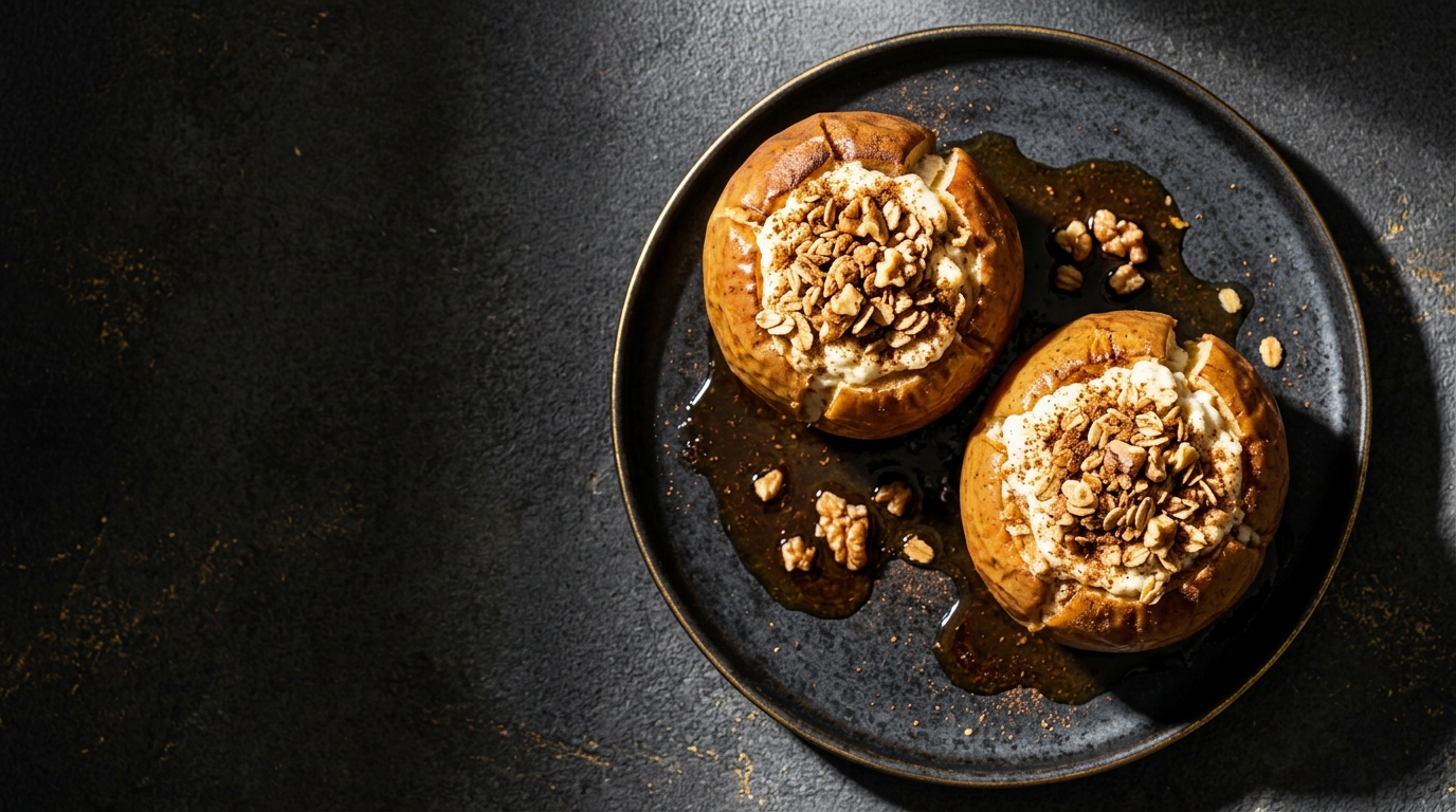 Manzana asada rellena de requesón: postre proteico fácil