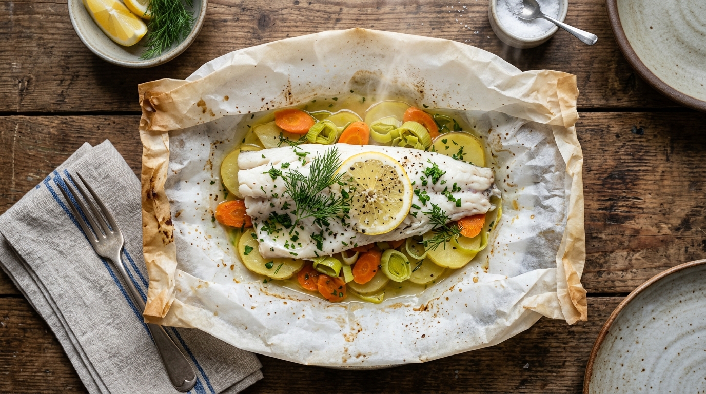 Merluza en papillote: cena alta en proteína y baja en grasa