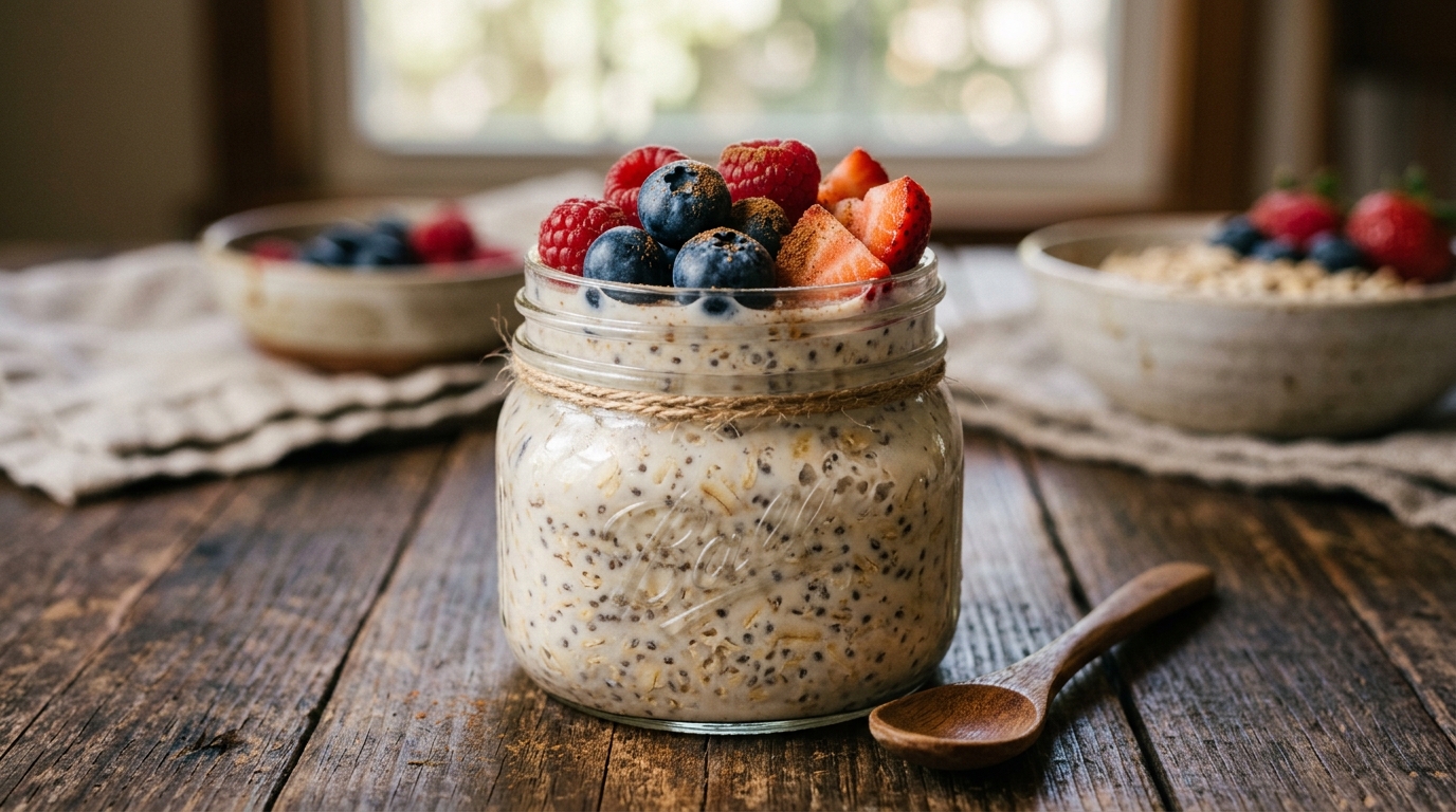 Overnight oats proteinas: avena de noche con 29 g de proteina